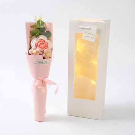 Rose Crochet Bouquet with Gift Bag for Valentines Day Mothers Day