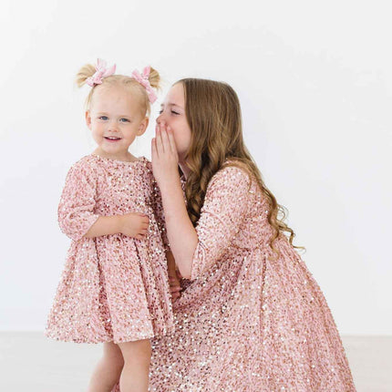Rose Gold Velvet Sequin Dress