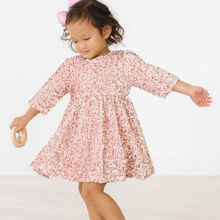Rose Gold Velvet Sequin Dress - Dashing Nova