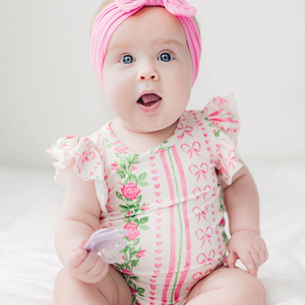 Rosebud Bows S/S Flutter Bodysuit - Dashing Nova
