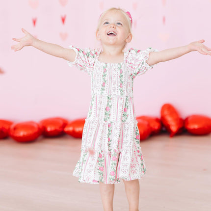 Rosebud Bows Smocked Ruffle Dress - Dashing Nova