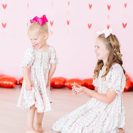 Rosebud Bows Smocked Ruffle Dress - Dashing Nova
