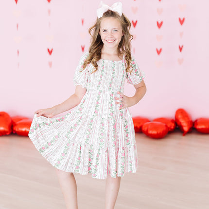Rosebud Bows Smocked Ruffle Dress - Dashing Nova