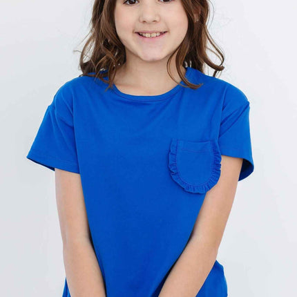 Royal Blue Ruffle Pocket Tee