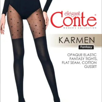 Conte Karmen 20/50 Den - Fantasy Women's Tights with imitation golfs, hearts & dots pattern (21S-2SP)