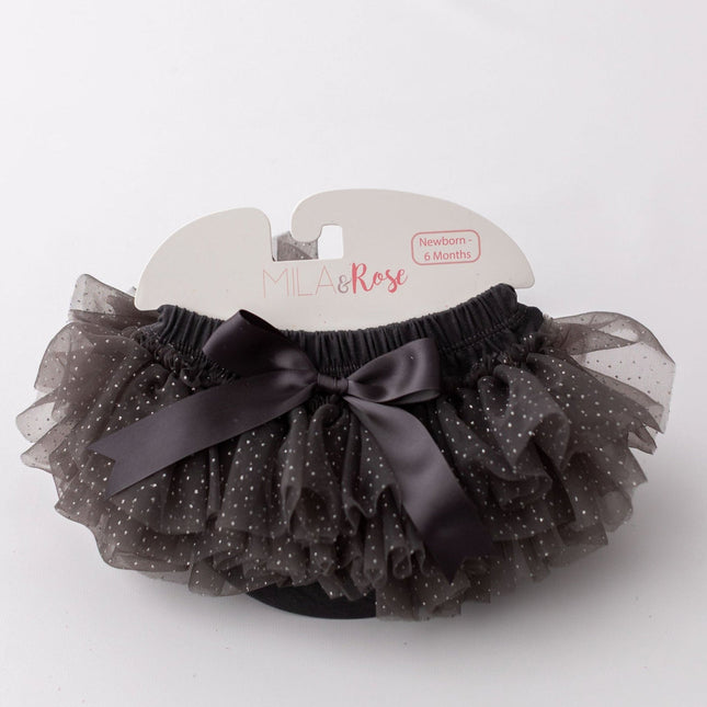 SALE Charcoal & Silver Glitter Ruffle Tutu Bloomer - Dashing Nova