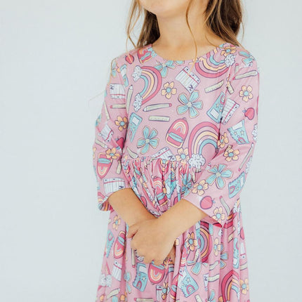 Dream Big Little One 3/4 Pocket Twirl Dress - Dashing Nova