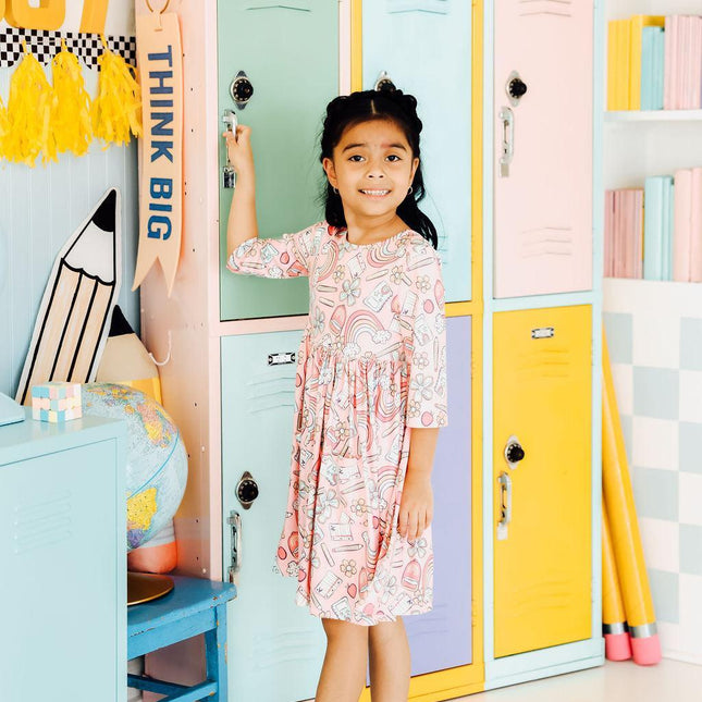 Dream Big Little One 3/4 Pocket Twirl Dress - Dashing Nova
