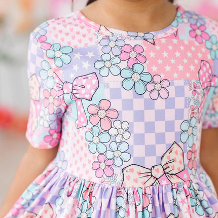 Patchwork Princess S/S Pocket Twirl Dress - Dashing Nova