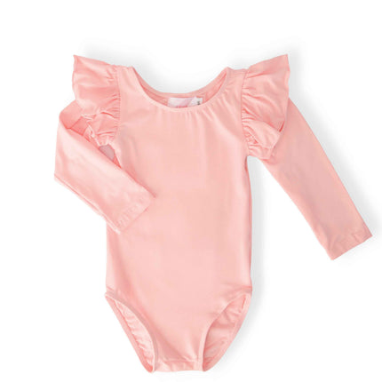 Peach L/S Flutter Sleeve Leotard