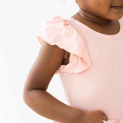Peach S/S Flutter Sleeve Leotard - Dashing Nova