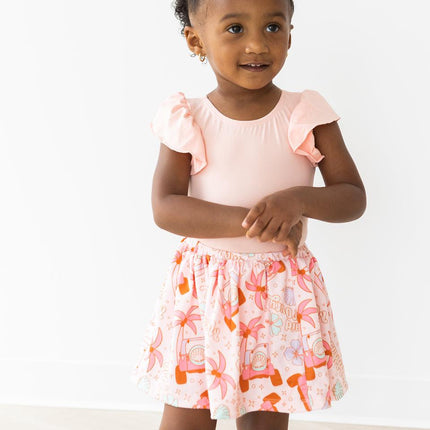 Peach S/S Flutter Sleeve Leotard - Dashing Nova