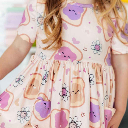 Peanut Butter Jelly Time S/S Pocket Twirl Dress