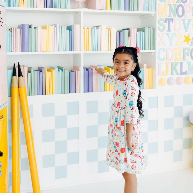 Smarty Pants 3/4 Sleeve Pocket Twirl Dress - Dashing Nova