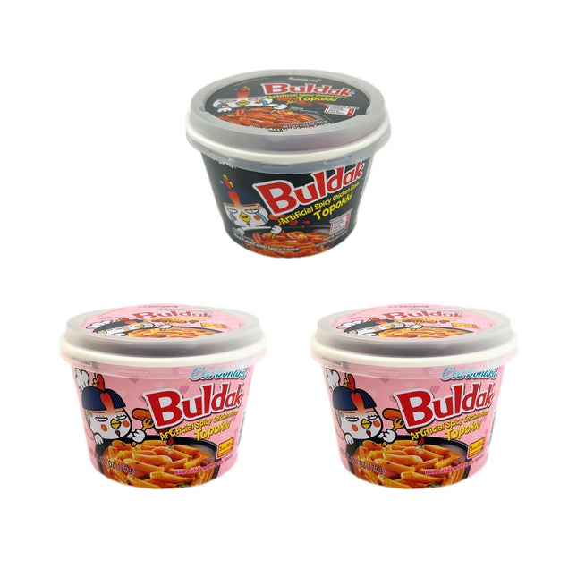 Samyang Pack of 3 Bowls Buldak Topokki Rice Cake Chicken Flavor Spicy Tteokbokki