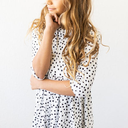 Scattered Dot 3/4 Sleeve Pocket Twirl Dress - Dashing Nova