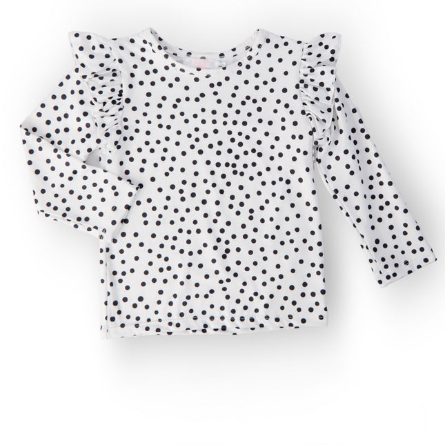 Scattered Dot L/S Ruffle Tee - Dashing Nova