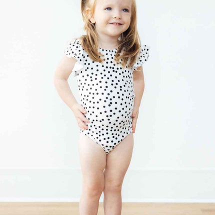 Scattered Dot S/S Flutter Sleeve Leotard