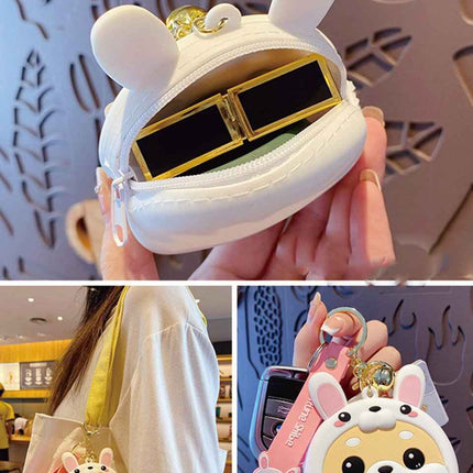 Trendy Shiba Inu Coin Pouch with Keyring and Zipper Closure