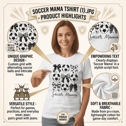 Soccer Mama Graphic T-Shirt 100% Ring Spun Cotton Women's Casual Tee