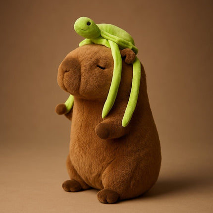 Soft Capybara Plush Toy with Turtle Backpack – Kid - Friendly Gift