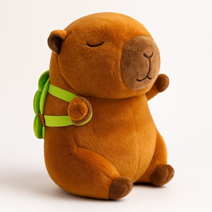 Soft Capybara Plush Toy with Turtle Backpack – Kid - Friendly Gift