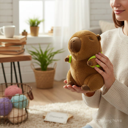 Soft Capybara Plush Toy with Turtle Backpack – Kid - Friendly Gift