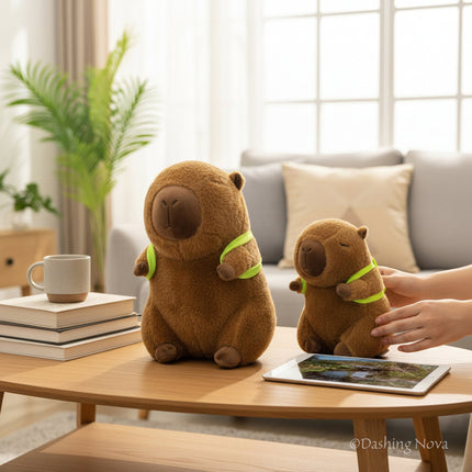 Soft Capybara Plush Toy with Turtle Backpack – Kid - Friendly Gift