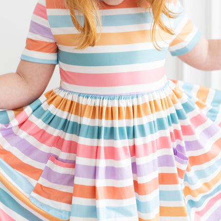 Spring Stripes S/S Pocket Twirl Dress - Dashing Nova