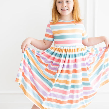 Spring Stripes S/S Pocket Twirl Dress - Dashing Nova