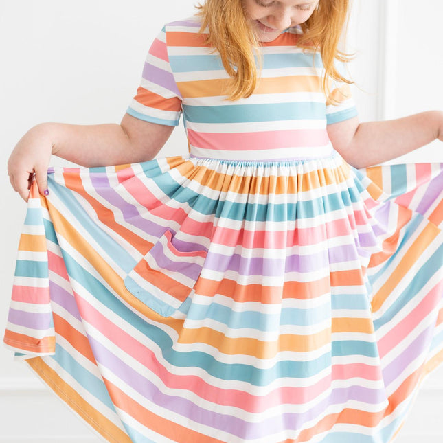 Spring Stripes S/S Pocket Twirl Dress - Dashing Nova