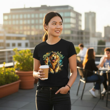 Stay Golden Retriever Graphic T-Shirt Cotton G64000L Women's Pet Owner Present