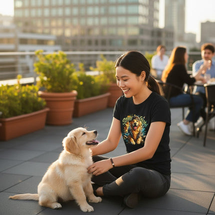Stay Golden Retriever Graphic T-Shirt Cotton G64000L Women's Pet Owner Present