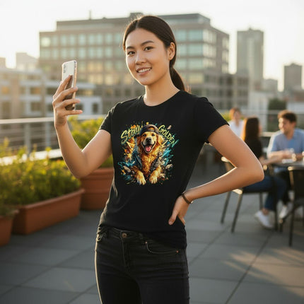 Stay Golden Retriever Graphic T-Shirt Cotton G64000L Women's Pet Owner Present