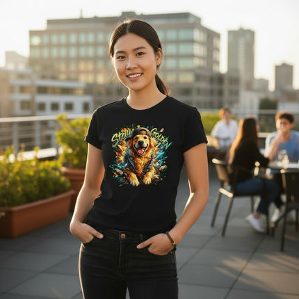 Stay Golden Retriever Graphic T-Shirt Cotton G64000L Women's Pet Owner Present