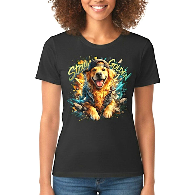 Stay Golden Retriever Graphic T-Shirt Cotton Women Casual Dog Lover Wear