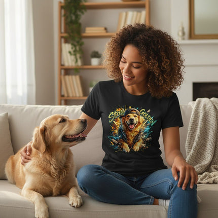 Stay Golden Retriever Graphic T-Shirt Cotton Women Casual Dog Lover Wear
