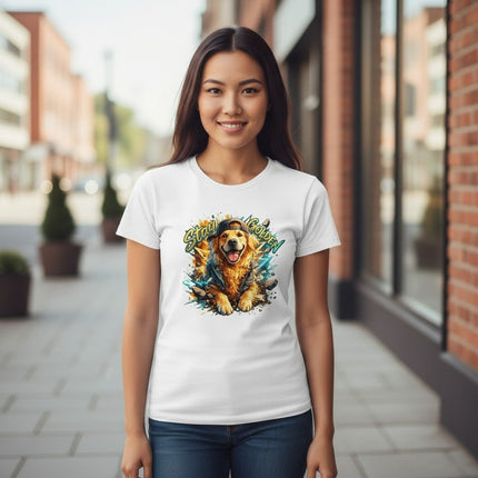 Stay Golden Retriever Graphic T-Shirt Cotton Women Casual Dog Lover Wear