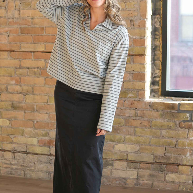 Stella Onyx Black Denim Maxi Skirt