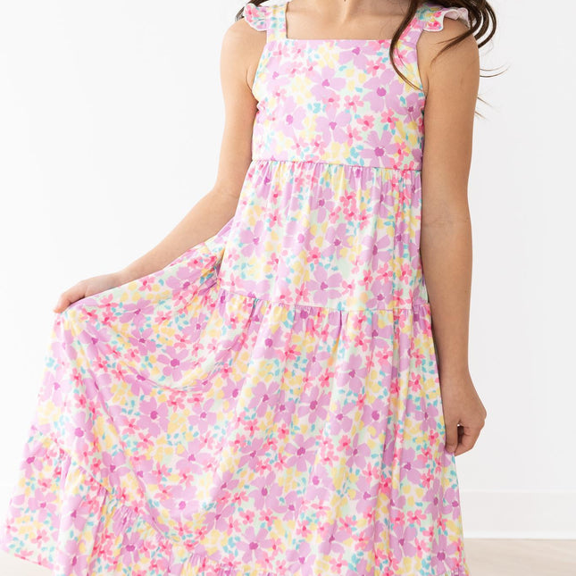 Summer Watercolor Floral Ruffle Maxi Dress - Dashing Nova