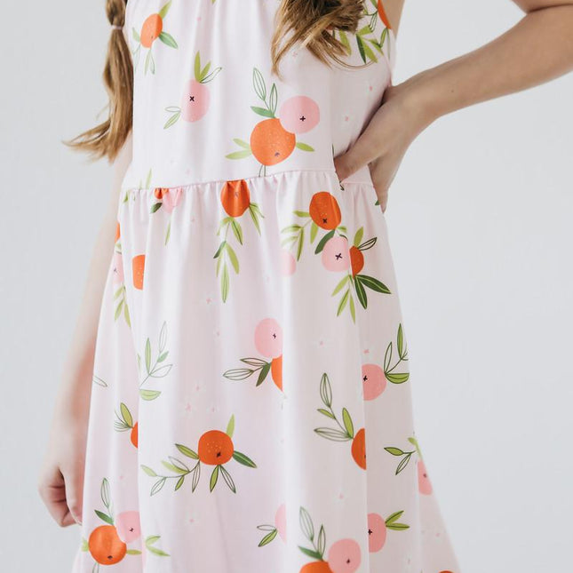 Tangerine Ruffle Cross Back Dress - Dashing Nova