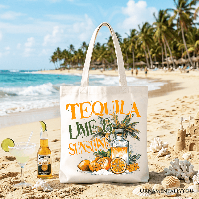 Tequila Lime & Sunshine Tote Bag, Trendy Summer Drinking Gift Shopper
