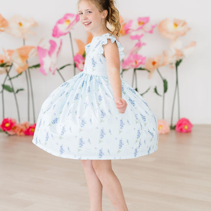 Texas Bluebonnets Flutter Sleeve Twirl Dress - Dashing Nova