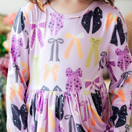 Tied with a Boo Lavender L/S Pocket Twirl Dress - Dashing Nova