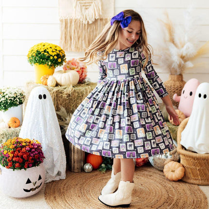Trick or Treat L/S Pocket Twirl Dress - Dashing Nova