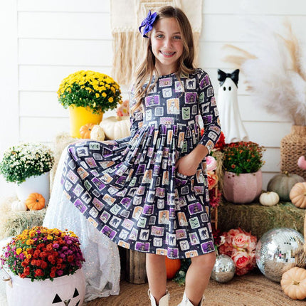 Trick or Treat L/S Pocket Twirl Dress - Dashing Nova