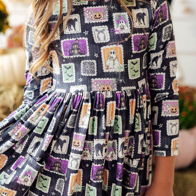 Trick or Treat L/S Pocket Twirl Dress - Dashing Nova