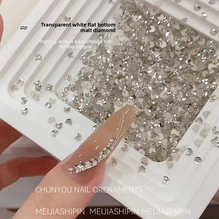 1061 Mini 1.5 * 3 rhombus zircon nail diamond, small flat bottom micro zirconium horse eye nail jewelry for press on nails