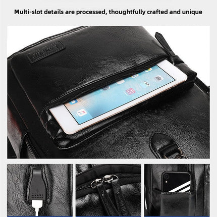 Boutique Men's Backpack Fashion Business Fan Large Capacity Soft Leather Backpack Travel Men's Short-haul School Bag MB21080302