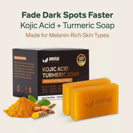 AMVital Turmeric Kojic Acid Soap Bar for Dark Spots & Uneven Tone - Dashing Nova